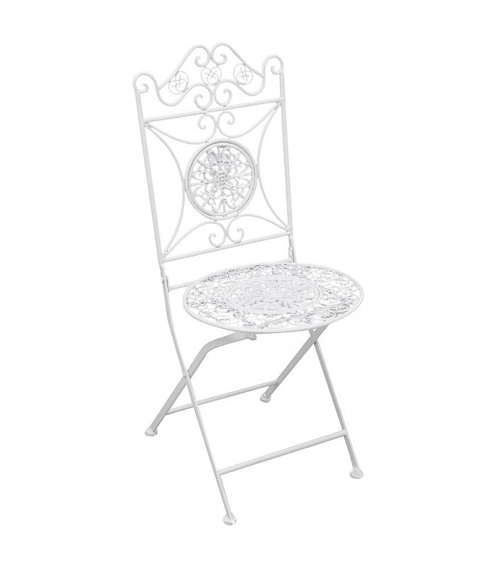 Sedia bianca in ferro battuto
