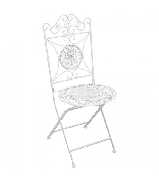 Sedia bianca in ferro battuto